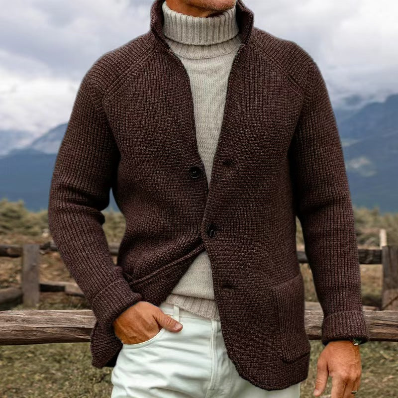 Herren Strickjacke Mit Grober Strickoptik