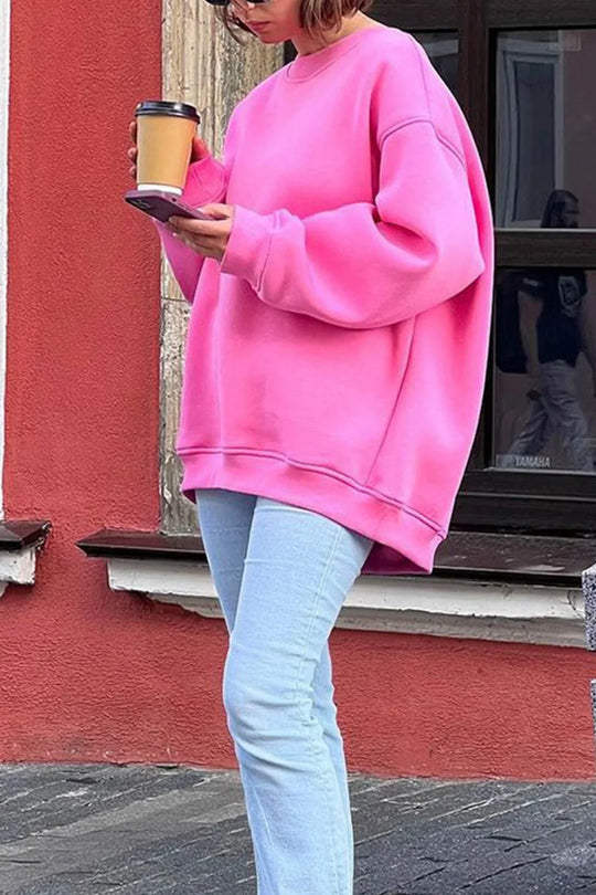 Damen Oversize Sweatshirt Mit Rundhalsausschnitt