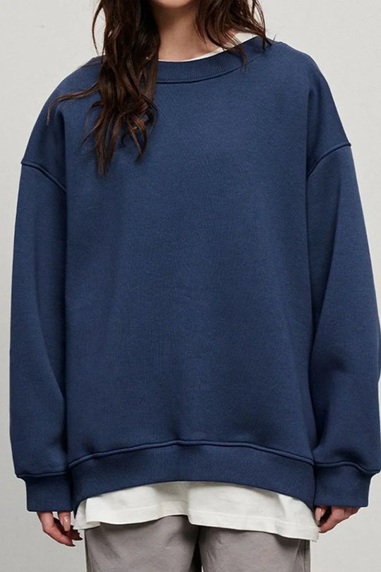 Damen Oversize Sweatshirt Mit Rundhalsausschnitt