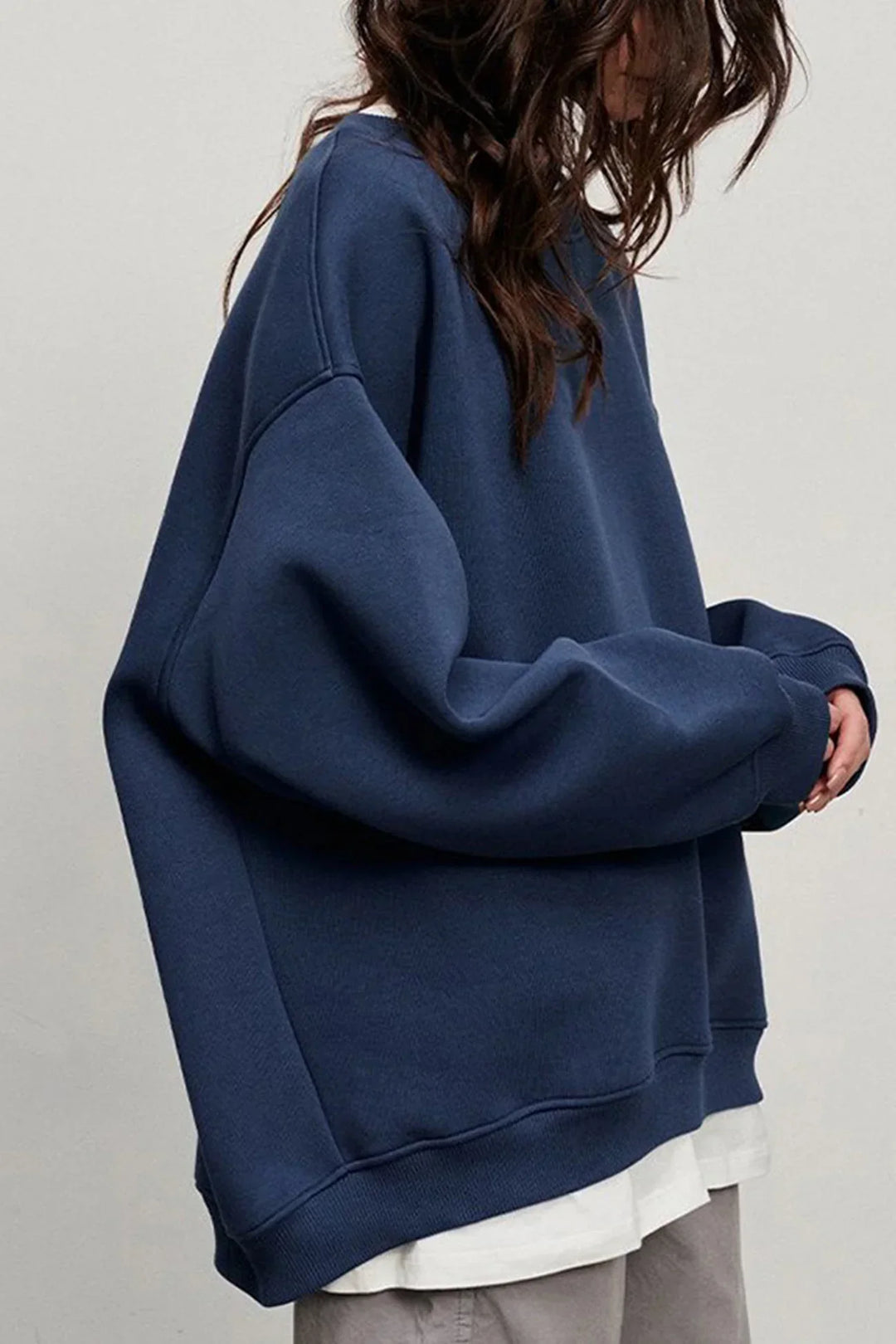 Damen Oversize Sweatshirt Mit Rundhalsausschnitt