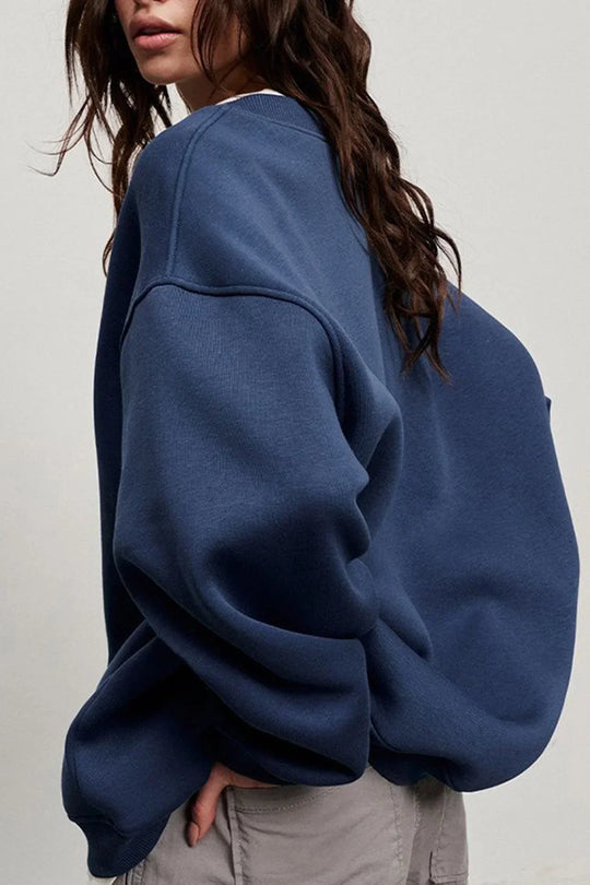 Damen Oversize Sweatshirt Mit Rundhalsausschnitt