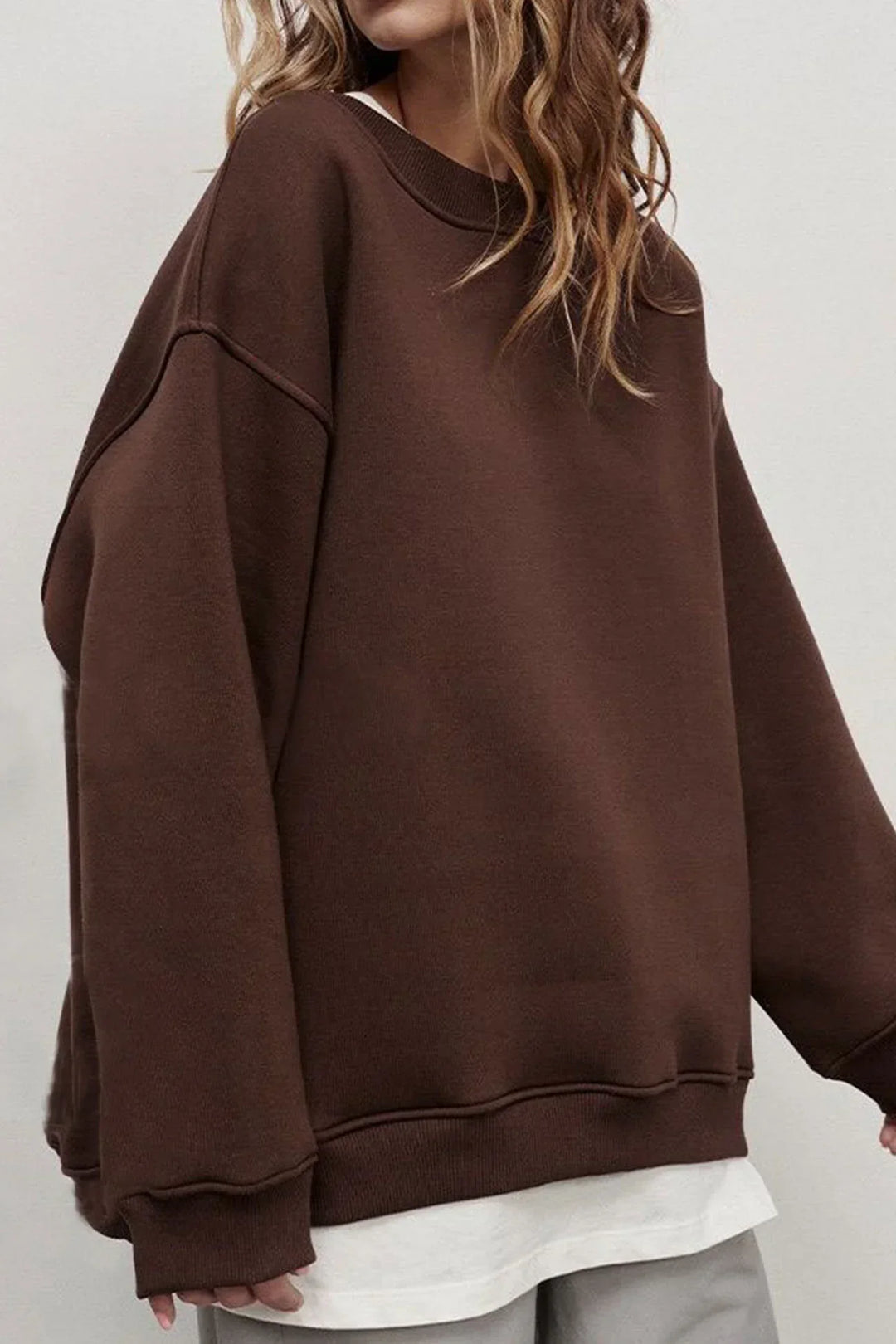 Damen Oversize Sweatshirt Mit Rundhalsausschnitt