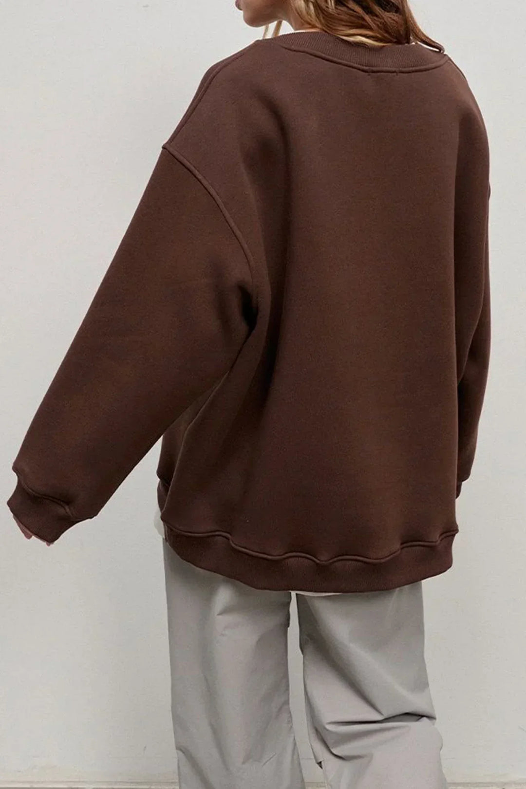 Damen Oversize Sweatshirt Mit Rundhalsausschnitt