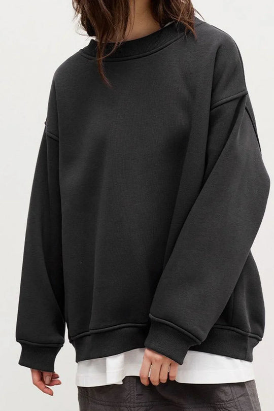Damen Oversize Sweatshirt Mit Rundhalsausschnitt