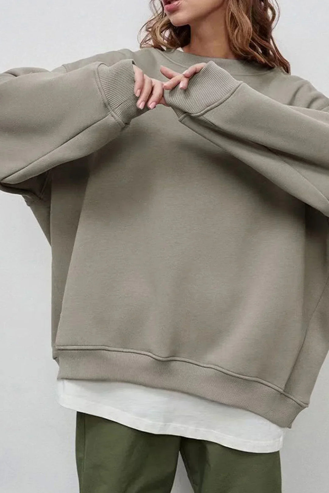 Damen Oversize Sweatshirt Mit Rundhalsausschnitt