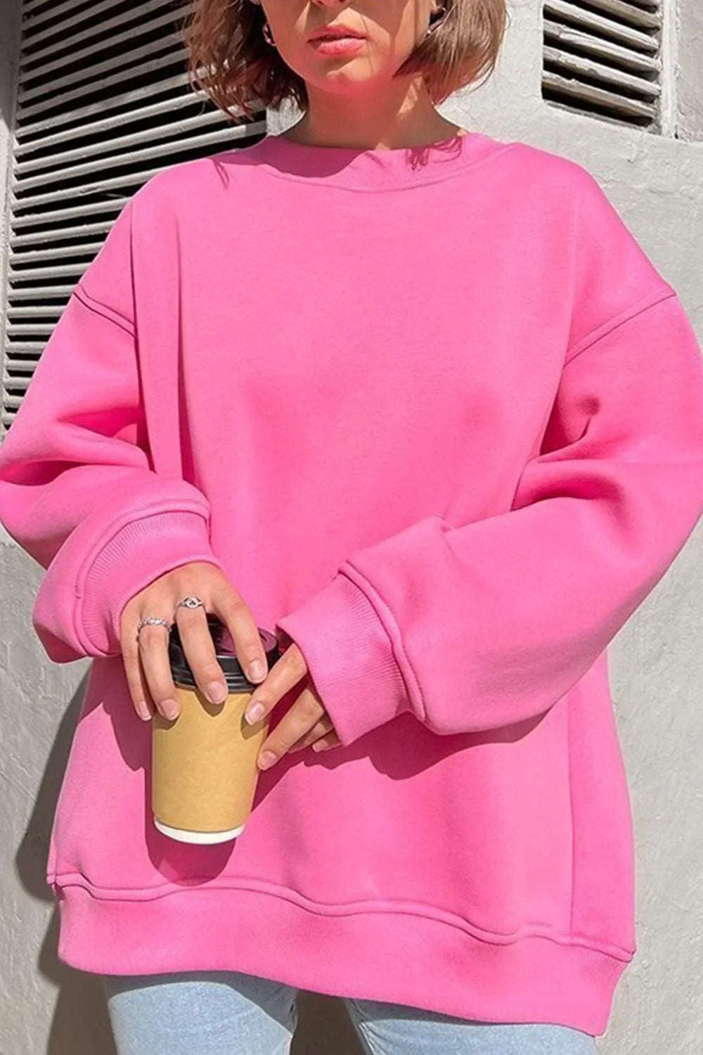 Damen Oversize Sweatshirt Mit Rundhalsausschnitt