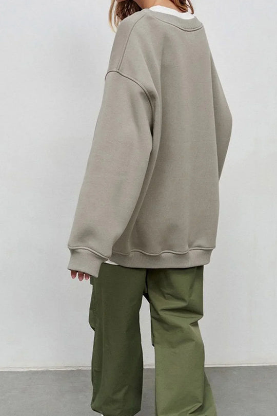 Damen Oversize Sweatshirt Mit Rundhalsausschnitt