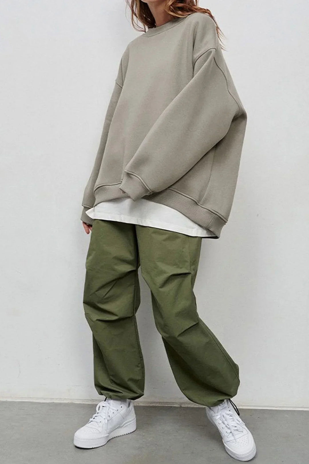 Damen Oversize Sweatshirt Mit Rundhalsausschnitt