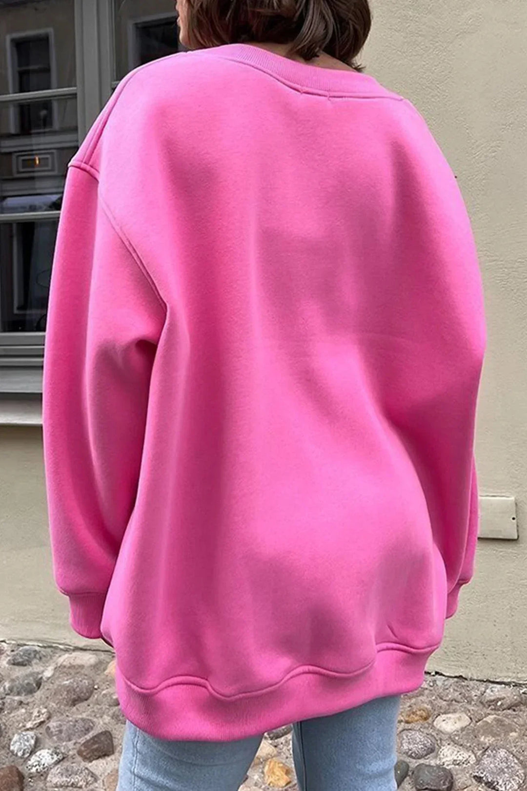 Damen Oversize Sweatshirt Mit Rundhalsausschnitt
