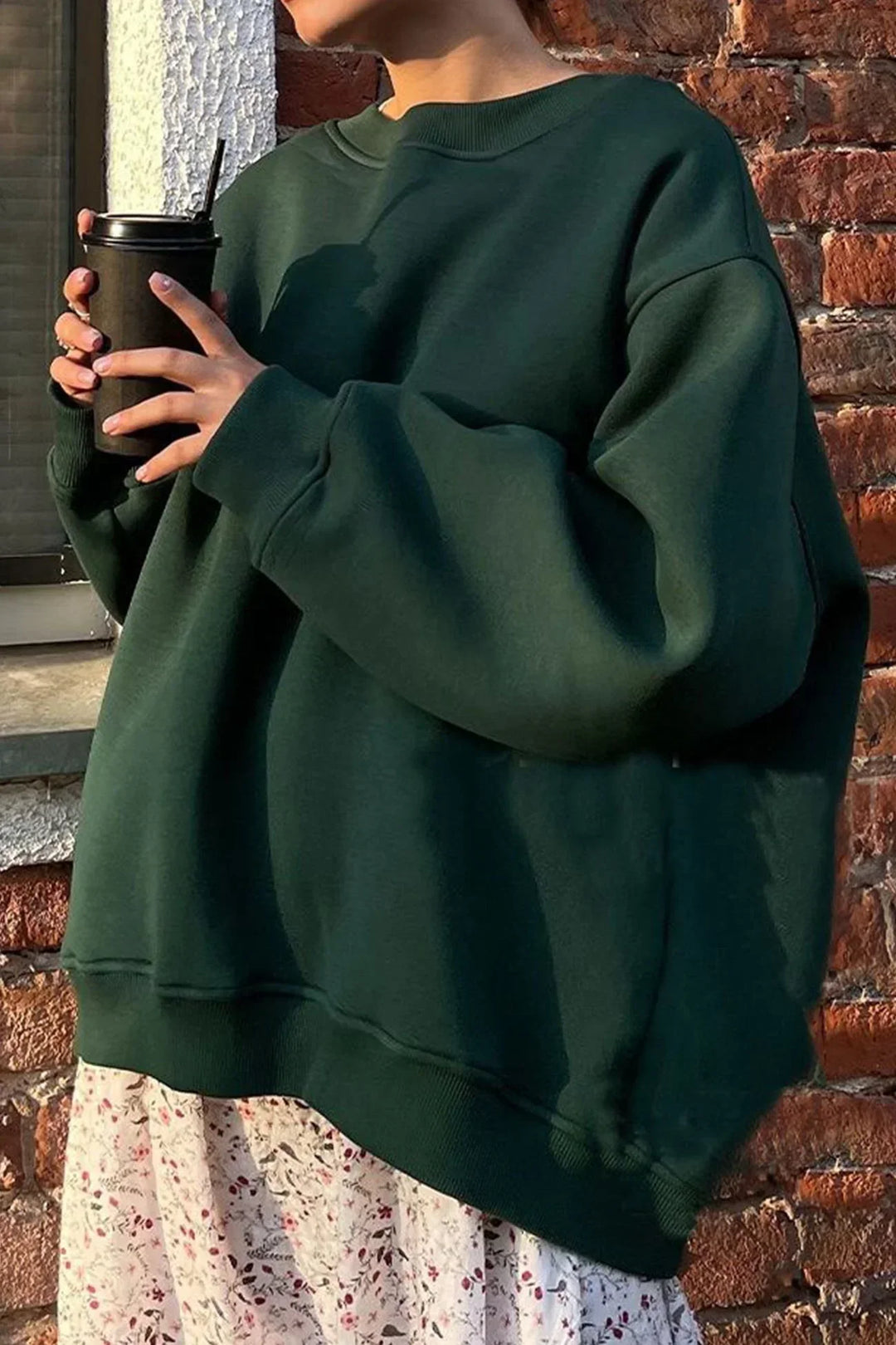 Damen Oversize Sweatshirt Mit Rundhalsausschnitt