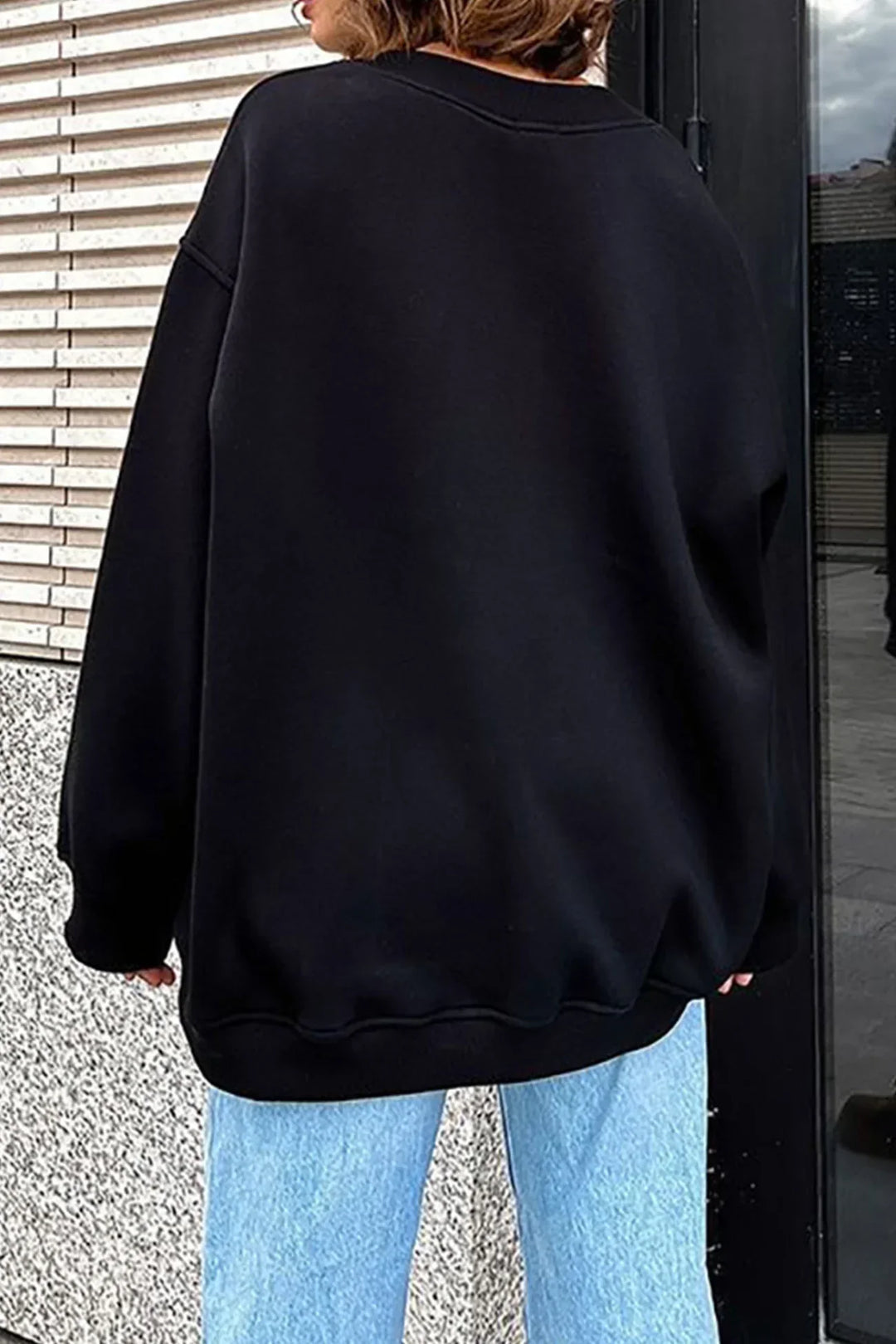 Damen Oversize Sweatshirt Mit Rundhalsausschnitt