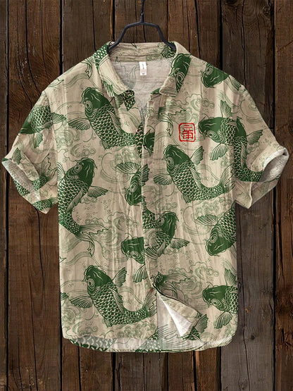 Herrenhemd mit Vintage Print in Rückansicht