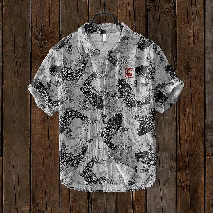 Herrenhemd mit Vintage Print im Detail