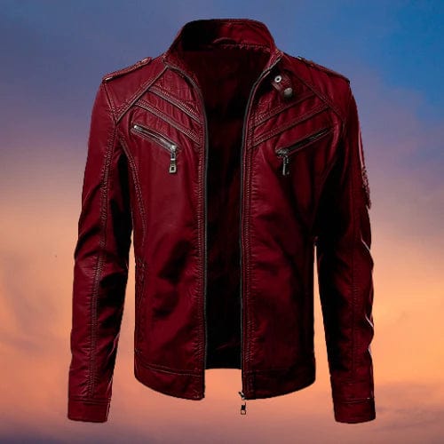 Herren Motorrad Lederjacke Mit Robustem Design
