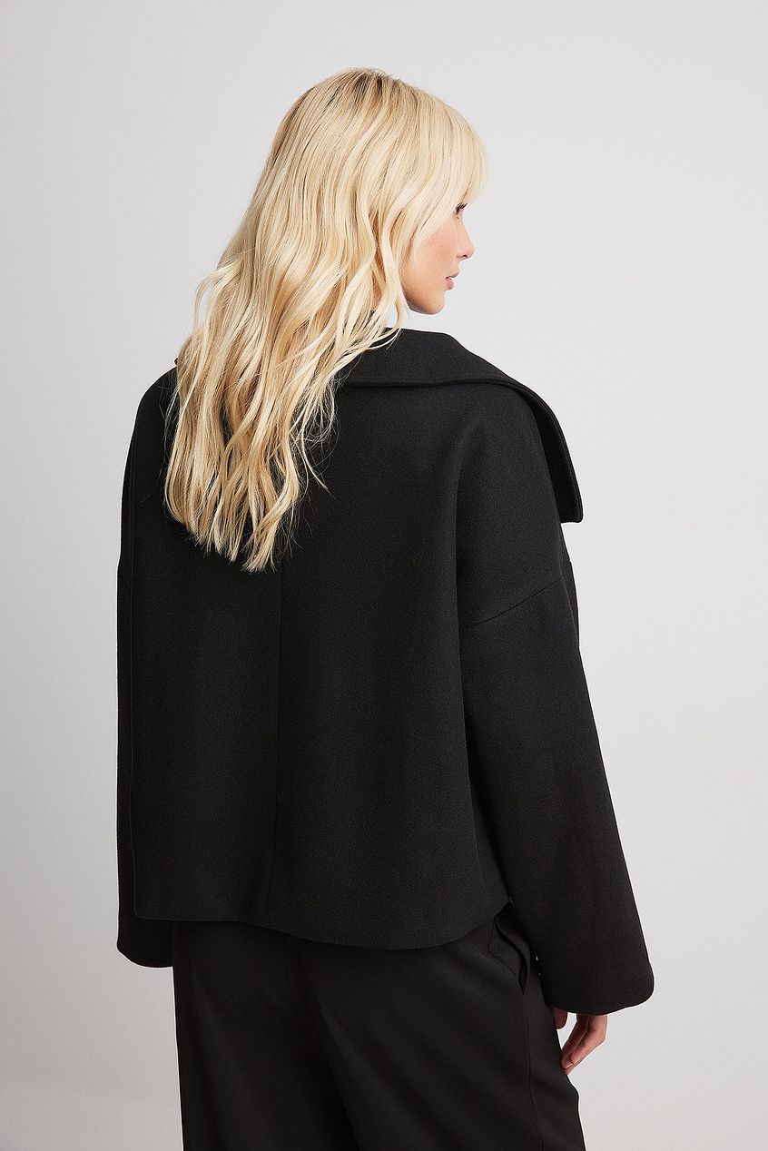 Damen Kurze Wolljacke Mit Doppelknopfleiste