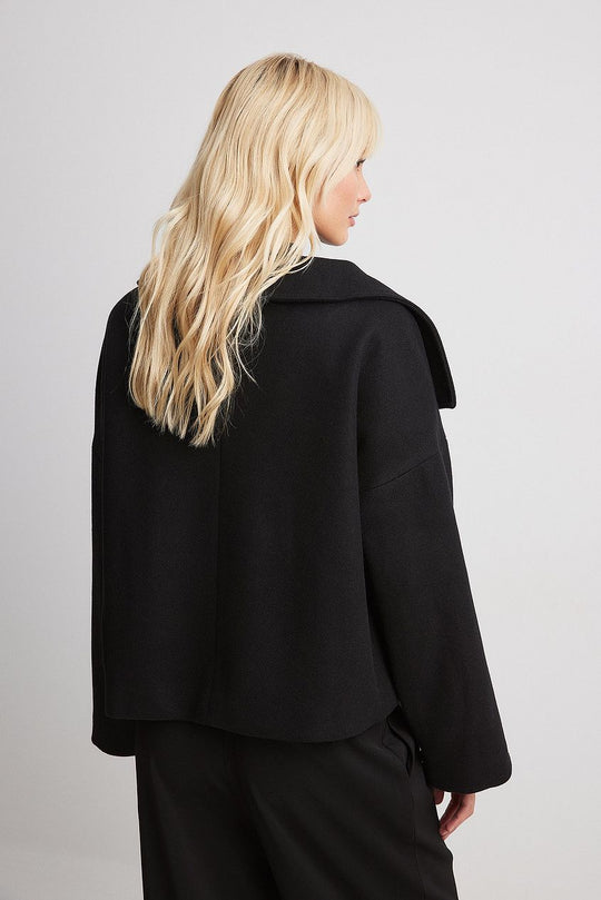 Damen Kurze Wolljacke Mit Doppelknopfleiste