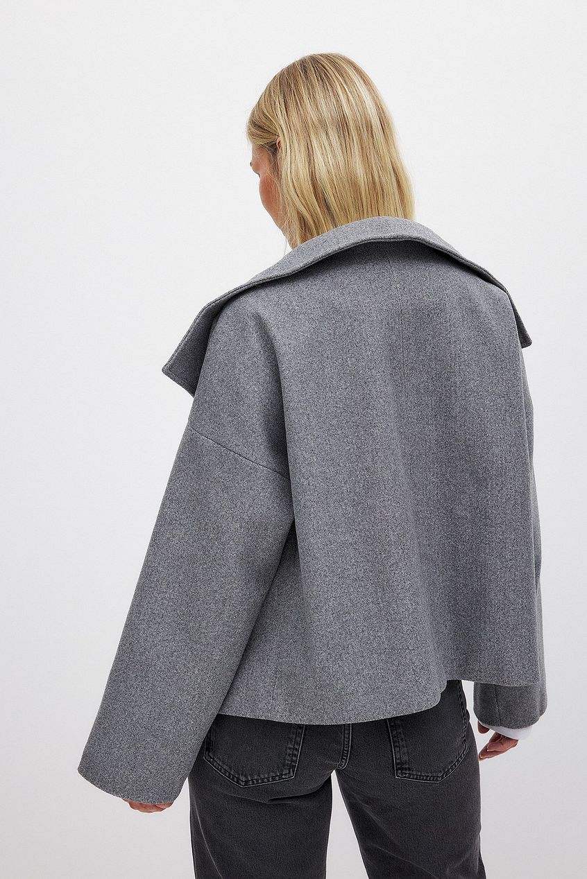 Damen Kurze Wolljacke Mit Doppelknopfleiste