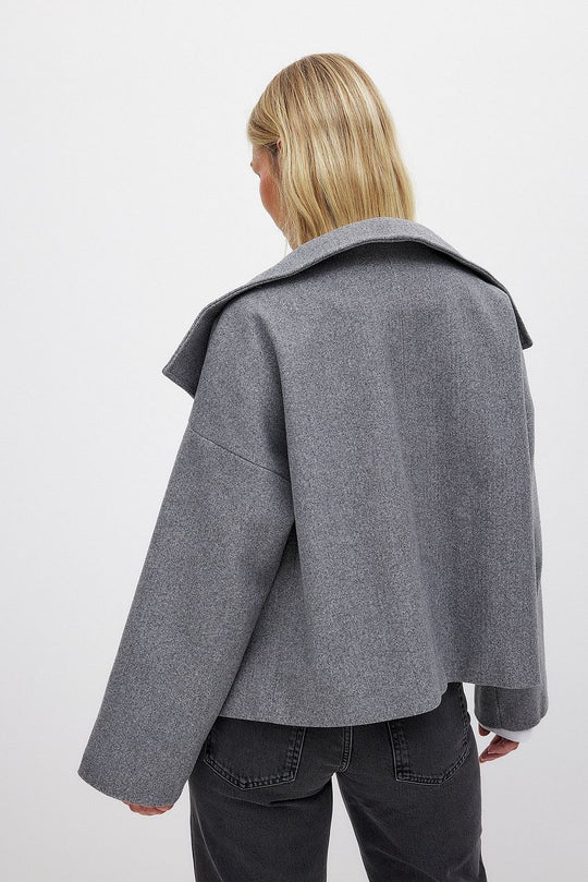 Damen Kurze Wolljacke Mit Doppelknopfleiste