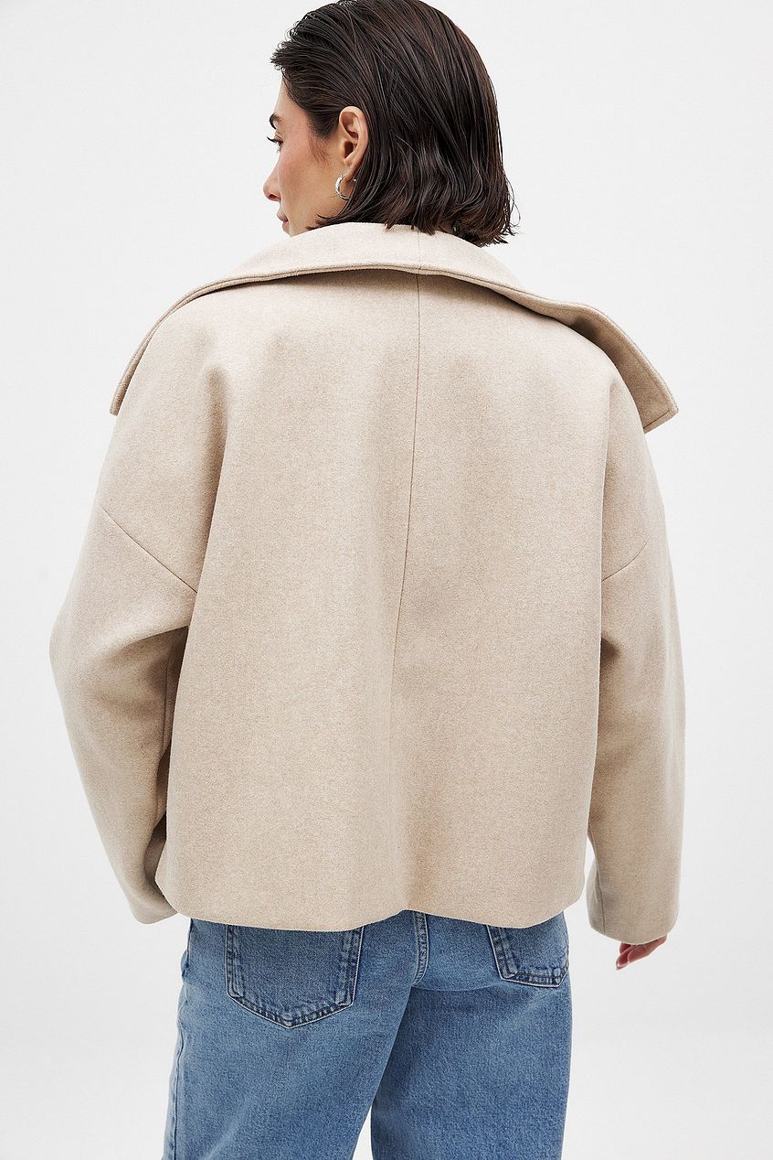 Damen Kurze Wolljacke Mit Doppelknopfleiste