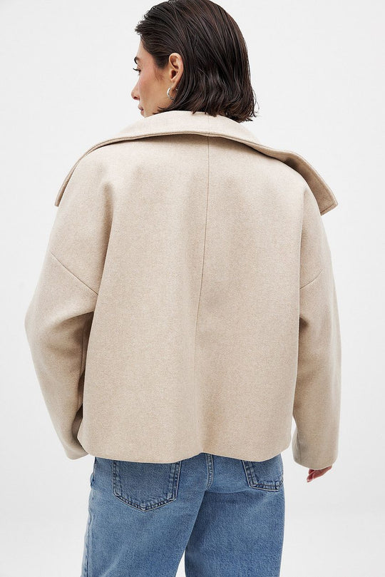 Damen Kurze Wolljacke Mit Doppelknopfleiste