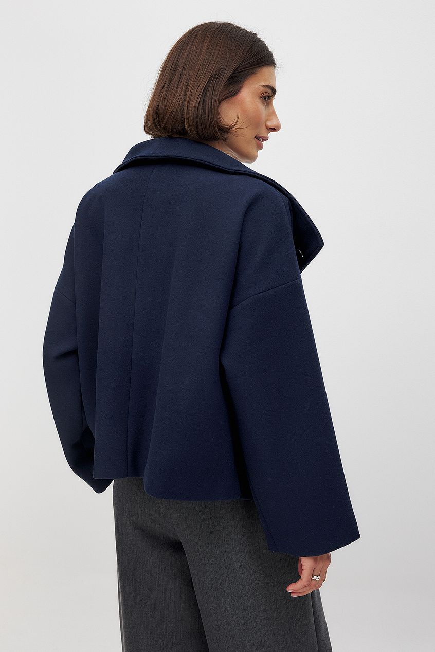 Damen Kurze Wolljacke Mit Doppelknopfleiste