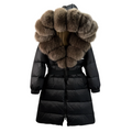 Damen Daunenparka Mit Gürtel Und Klassischem Design
