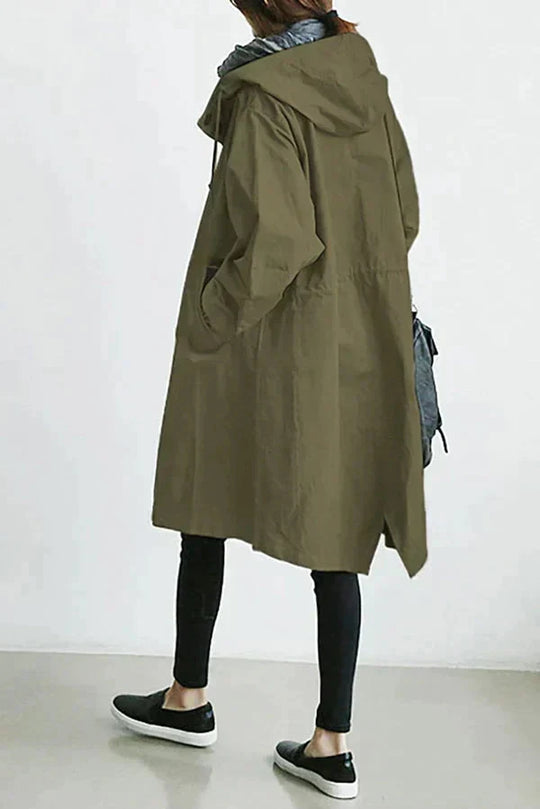 Damen Regenmantel Mit Kapuze Und Oversize Schnitt