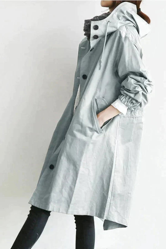 Damen Regenmantel Mit Kapuze Und Oversize Schnitt