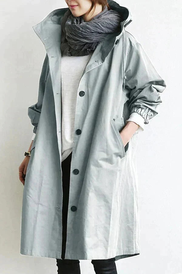 Damen Regenmantel Mit Kapuze Und Oversize Schnitt