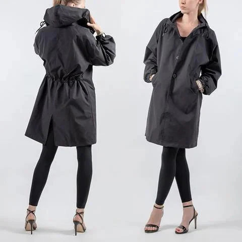 Damen Regenmantel Mit Kapuze Und Oversize Schnitt
