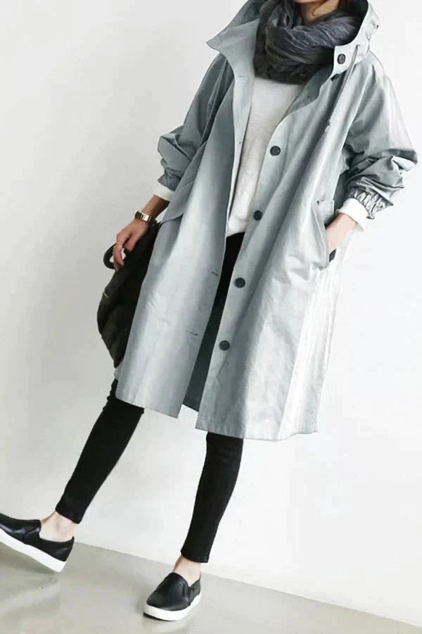 Damen Regenmantel Mit Kapuze Und Oversize Schnitt