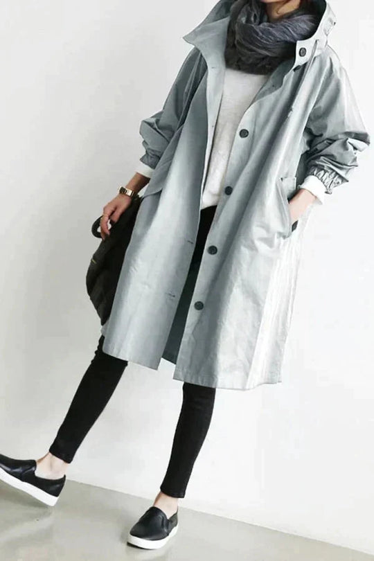 Damen Regenmantel Mit Kapuze Und Oversize Schnitt