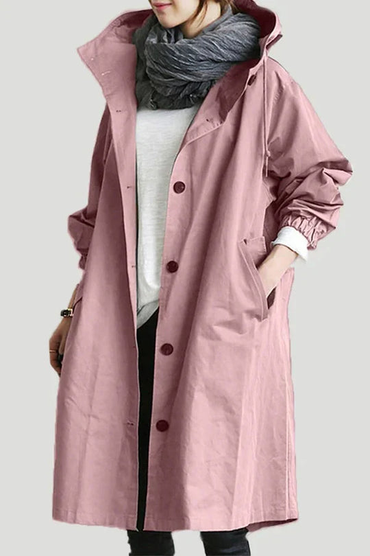 Damen Regenmantel Mit Kapuze Und Oversize Schnitt
