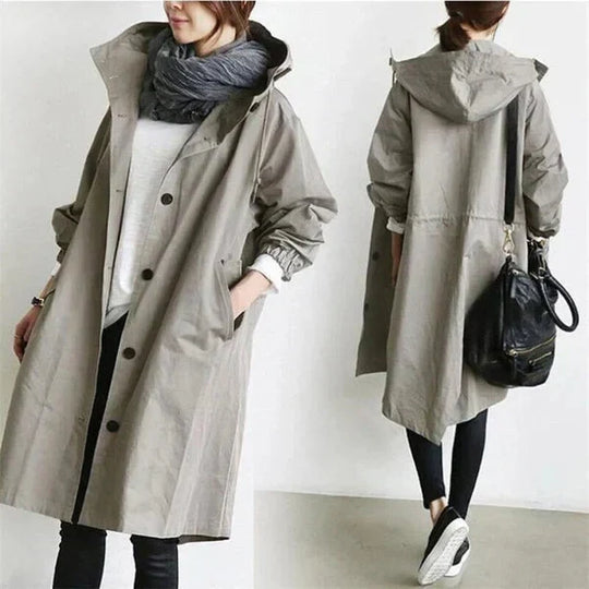 Damen Regenmantel Mit Kapuze Und Oversize Schnitt