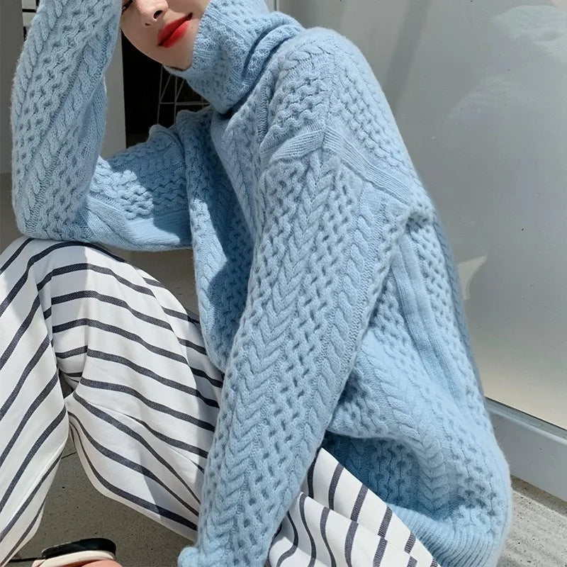 Damen Strickpullover Mit Zopfmuster