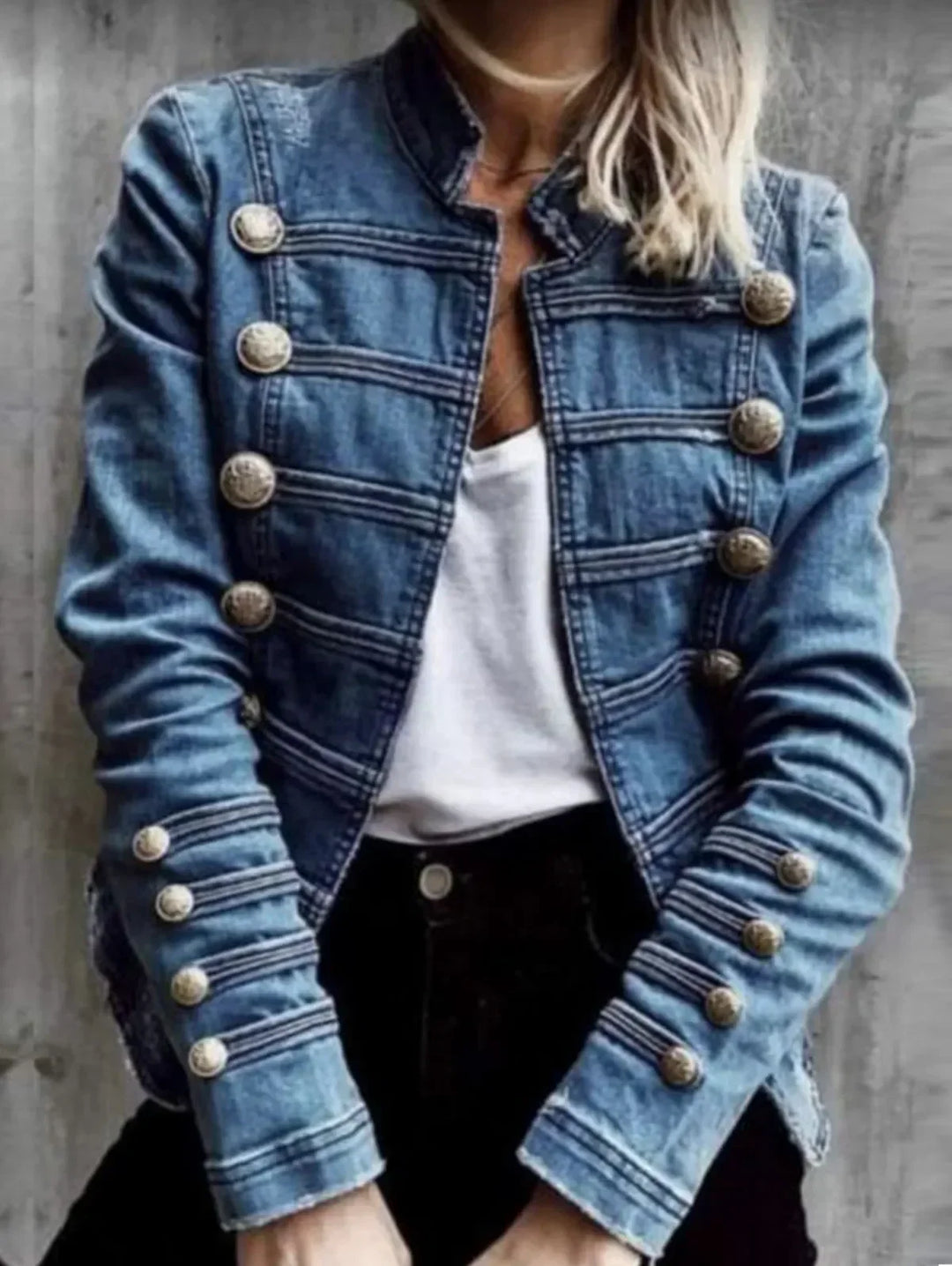 Damen Vintage Denim Jacke Mit Klassischem Schnitt
