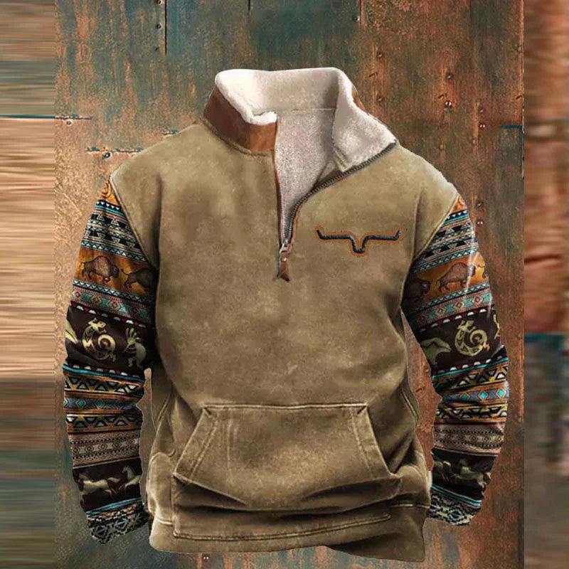 Herren Fleece Pullover Mit Reißverschluss Und Outdoor Design