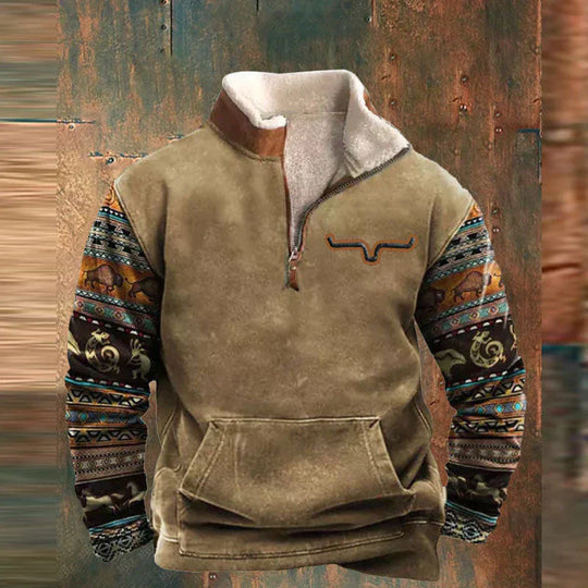 Herren Fleece Pullover Mit Reißverschluss Und Outdoor Design