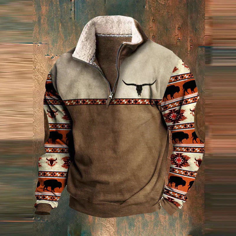 Herren Fleece Pullover Mit Reißverschluss Und Outdoor Design