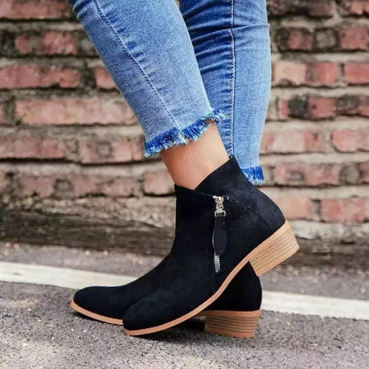 Damen Lederstiefel Mit Klassischem Design