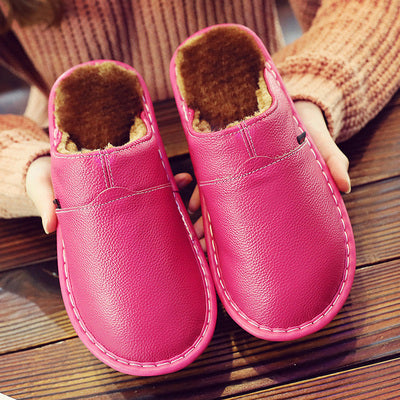 Damen Pantoffeln Aus Leder Mit Wasserfestem Design
