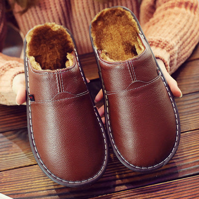 Damen Pantoffeln Aus Leder Mit Wasserfestem Design
