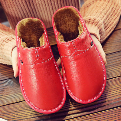 Damen Pantoffeln Aus Leder Mit Wasserfestem Design