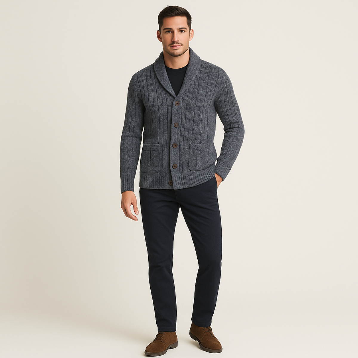 Herren Cardigan Mit Klassischem Design