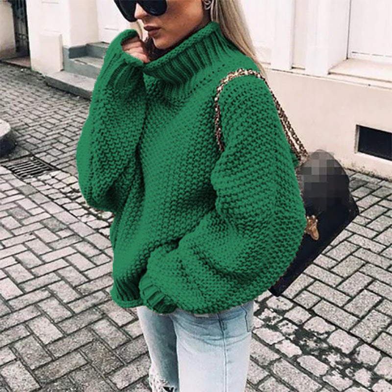 Damen Grobstrick Rollkragenpullover Mit Lockerer Passform