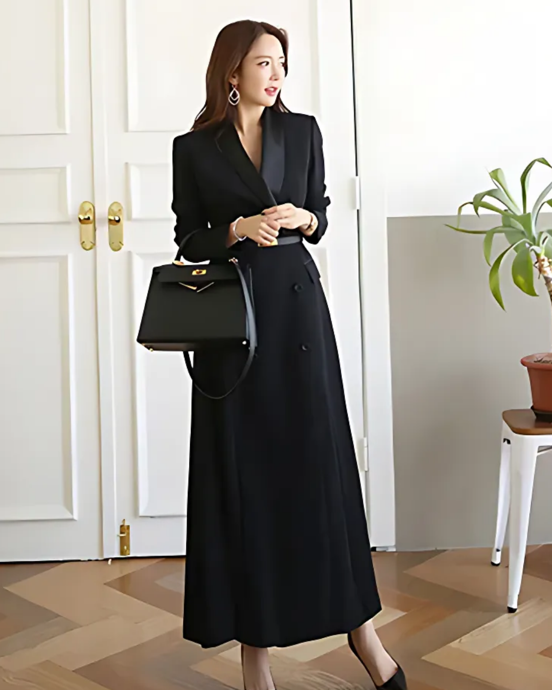 Damen Blazer Kleid Mit Taillengürtel Im Eleganten Design