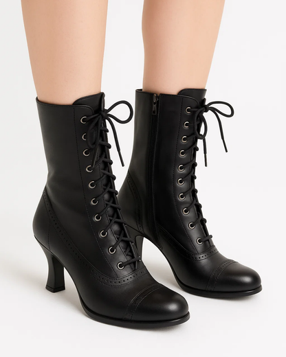 Damen Retro Stiefeletten Zum Schnüren Mit Vintage Design
