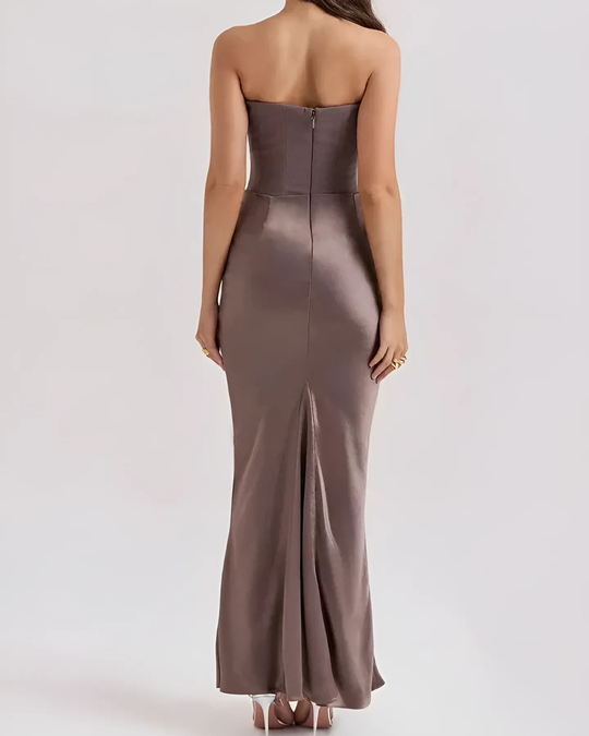 Damen Maxi Kleid Schulterfrei Mit Eleganter Silhouette