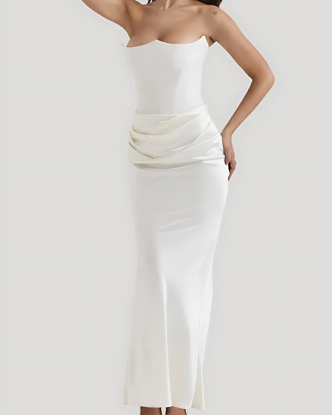 Damen Maxi Kleid Schulterfrei Mit Eleganter Silhouette