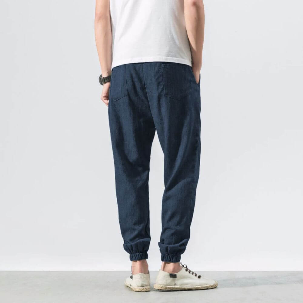 Herren Leinen Baumwollhose Mit Leichtem Design
